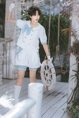 White Immortal Mint High Waisted Ouji Lolita Shorts - Product - 2