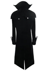 Western Fashion Gothic Pattern Event Shawl Collar Black Mens Velveteen Long Coats - Product - 7