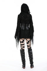 Black Evil Devil Long Flared Sleeves Ripped Women's Gothic Hooded Slim Dress - Product - 4