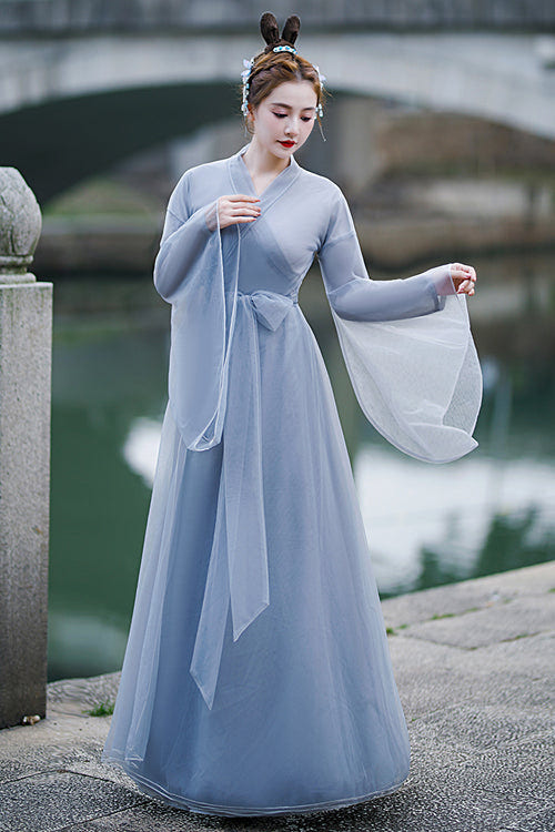 Grey Chinese Ancient Style Party Sweet Hanfu Dress - Product - 2