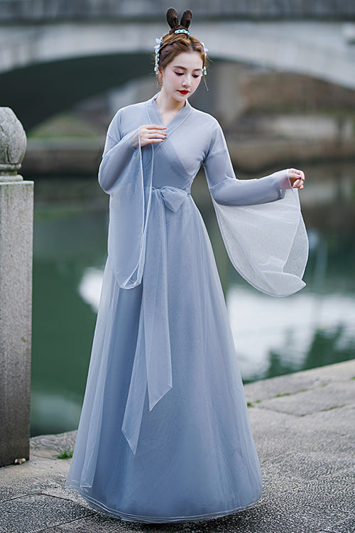 Grey Chinese Ancient Style Party Sweet Hanfu Dress - Product - 2