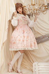Pink [Miss Sunflower] Sleeveless Printed Ruffled Bow Sweet Lolita Jsk Dress - Pink - 1