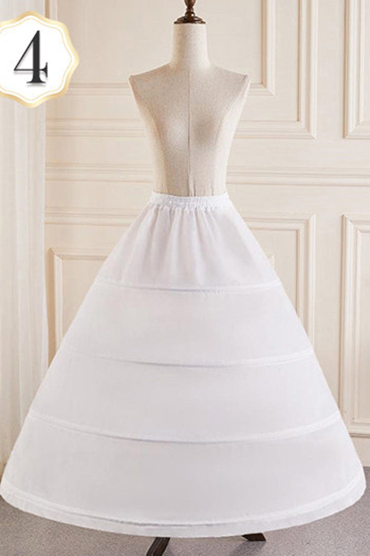 White Multi-Layered Hanayome Fishbone Sweet Lolita Long Petticoat - White(Version-4) - 5