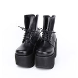 Black Platform Heel Classic Lolita Boots - Product - 2