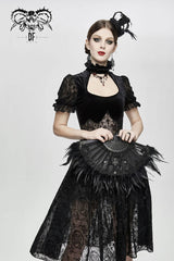 Black Feather Rose Lace Edging Cross Women's Gothic Crown Headwear - Product - 5