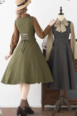 Green [Misty Shirt Forest] Square Collar Sleeveless Ruffled British Style Classic Vintage Elegant Lolita Jsk Dress - Product - 5