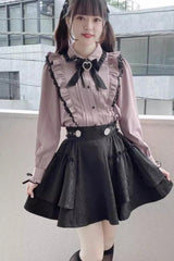 Jacquard Dark Pattern Bowknot Sweet Jirai Kei Japanese Lolita Skirt 3 Colors - Product - 3