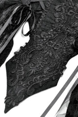 Black Sleeveless Floral Embroidered Lace Lace-Up Women's Gothic Slip Dress Wedding Dress - Product - 16
