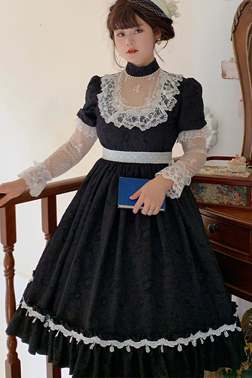 Round Collar Lace Long Sleeves Miss Winnie Plus Size Sweet Lolita OP Dress - Product - 4