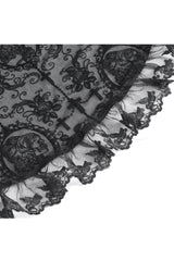 Black Stand Collar Trumpet Sleeves Ruffle Embroidery Lace Women's Gothic Blouse - Product - 10