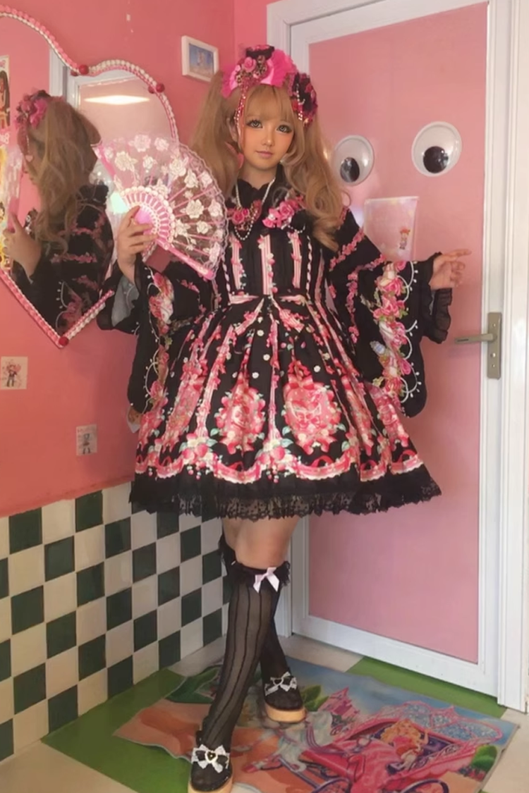 [Strawberry Chef] Sleeveless Print Bowknot Lace Sweet Lolita Jsk Dress 4 Colors - Product - 8