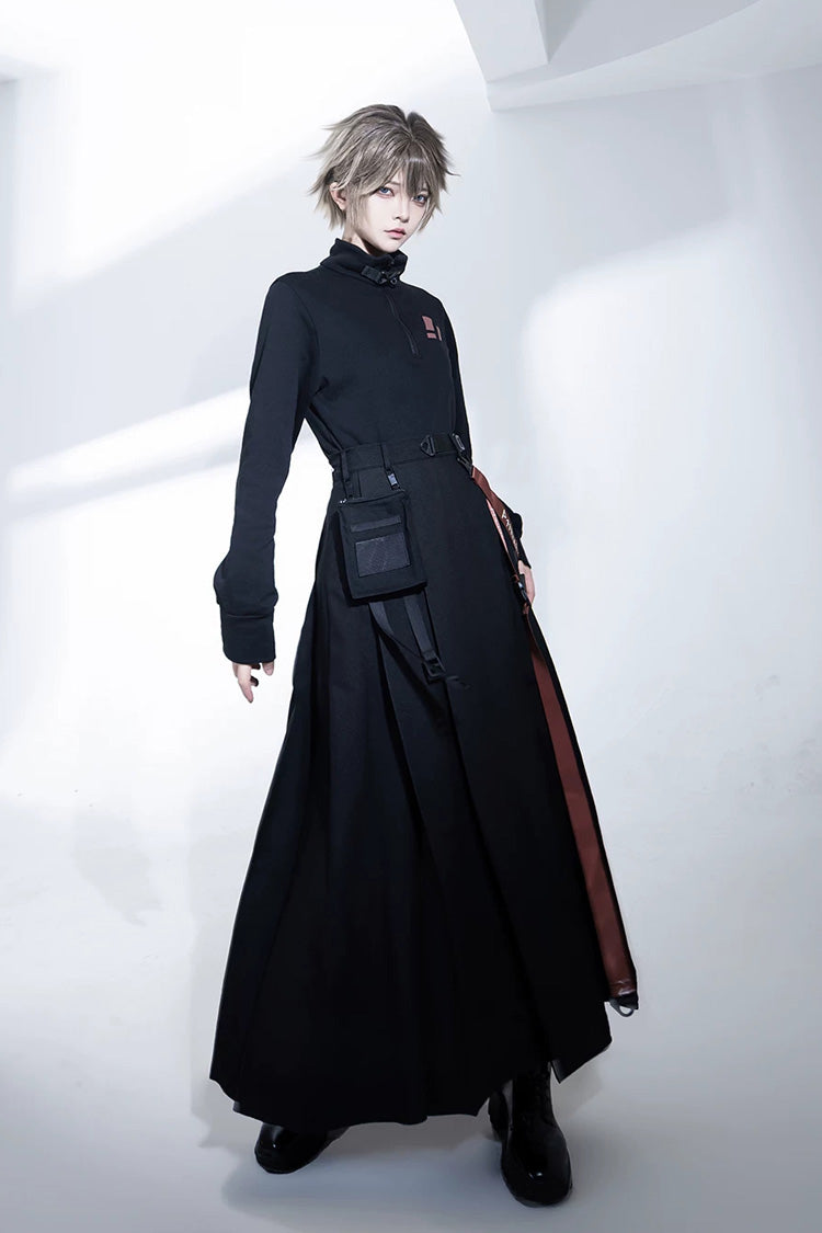 Black [Nameless Blade] Stand Collar Long Sleeves Gothic Prince Ouji Lolita Skirt Set - Product - 10