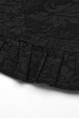 Black Stand Collar Long Puff Sleeves Ruffle Womens Gothic Blouse - Product - 7