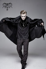 Black Removable Chain Pendant Short Front And Long Back Men's Gothic Cloak - Product - 2