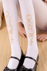 White Hot Stamping Print Sweet Lolita Pantyhose 11 Styles - Style9 - 9
