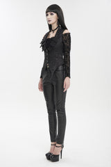 Black Plum Blossom Texture Deep V Back Rope Adjustable Women's Gothic Vest - Product - 4
