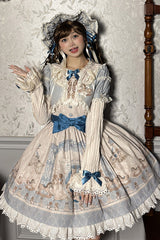 Sea Salt Fairy Tale Doll Short Sleeves Print Ruffle Bowknot Sweet Lolita Dress 2 Colors - Product - 13
