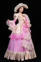 Trumpet Sleeves High Waisted Ruffled Multi-Layer Hollow Embroidery Print Victorian Lolita Prom Dress - Product - 2