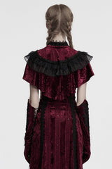 Red Sleeveless Ruffle Stitching Lace Women's Gothic Cape - Product - 3