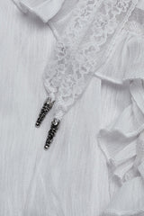 White Ruffle Stitching Lace Lace-Up High/low Women's Gothic Skirt - Product - 8