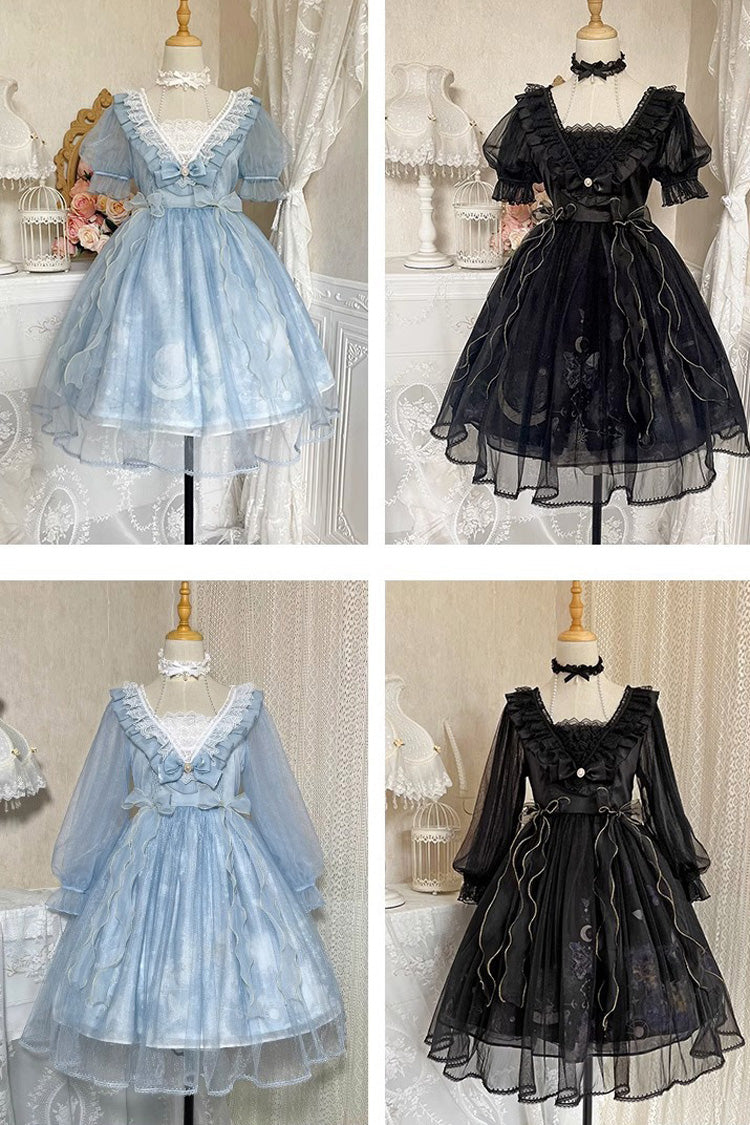 Planet Butterfly Print Bowknot Classic Gothic Lolita Dress 2 Colors - Product - 3
