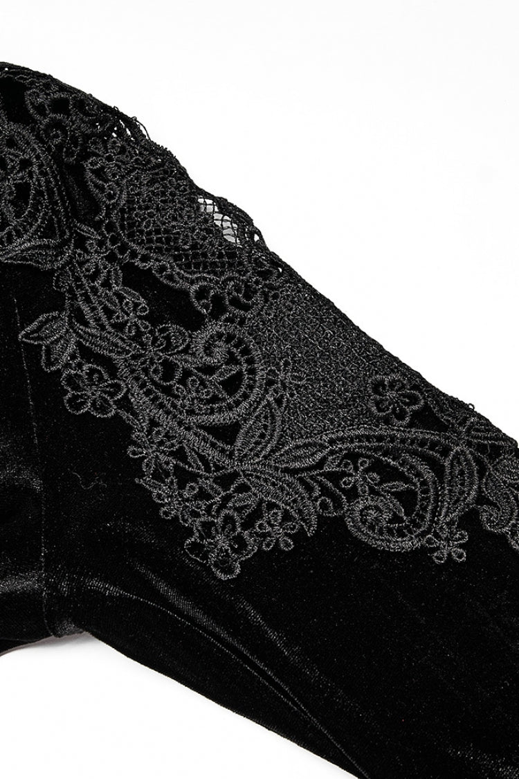 Black Long Sleeves Invisible Zipper High Waisted Hollow Stitching Women's Gothic Dress - Product - 8