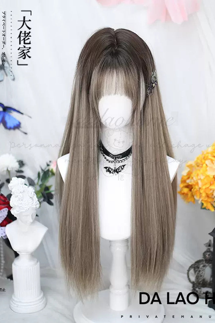 Beige/Gray Gradient Long Straight Sweet Lolita Wigs - Product - 4