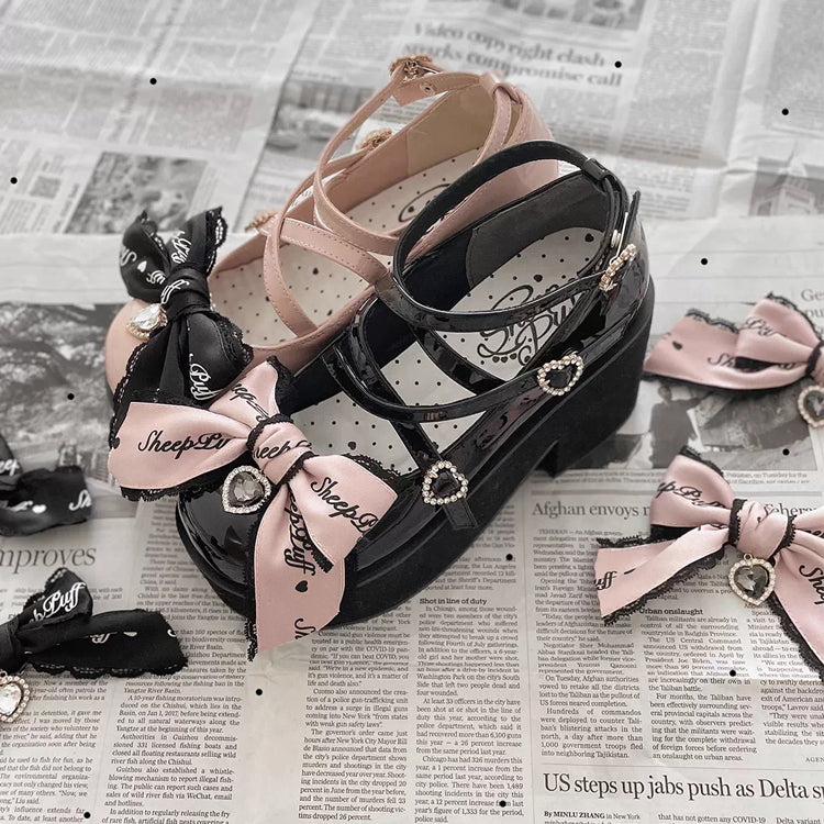 Sweet Bowknot Lace Japanese Lolita Platform Shoes 2 Colors - Product - 9