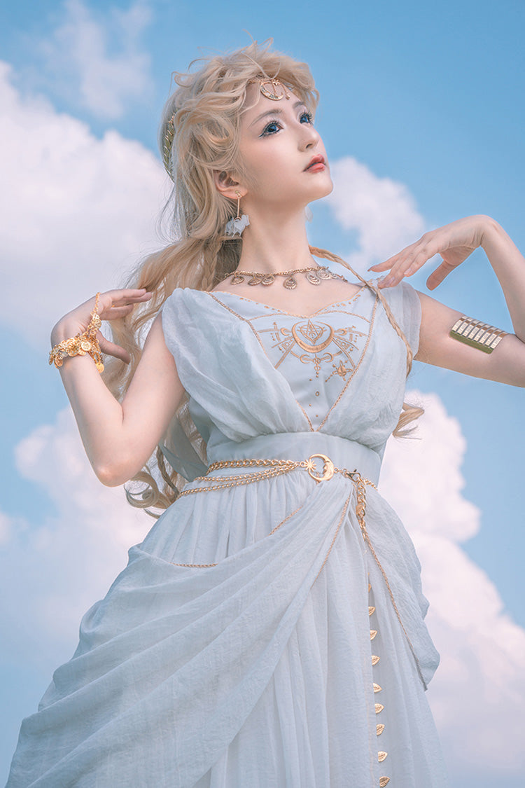 White [Ragnarok] Sleeveless Embroidery Sweet Elegant Lolita Jsk Dress - Product - 7