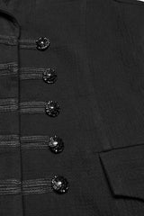 Black Batlike Collar Sleeveless Buckled Men's Gothic Long Vest - Product - 6