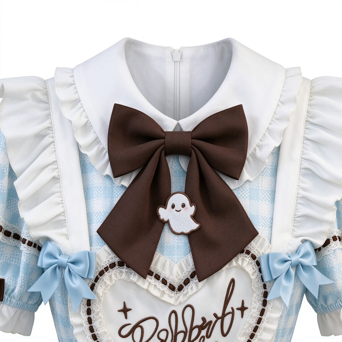 Sweet Plaid and White Lace Maid Lolita Dress with Apron - view 2