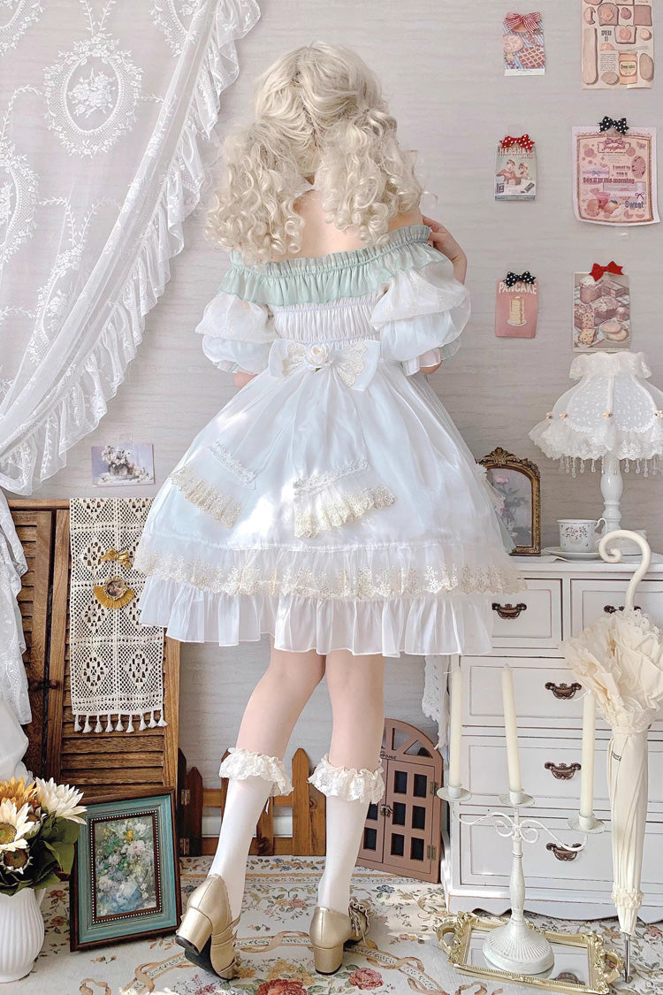 Green [Spring of Boliya] Long Sleeves Multi-Layered Ruffle Bowknot Lace Lace-Up Sweet Princess Lolita Dress - Product - 21