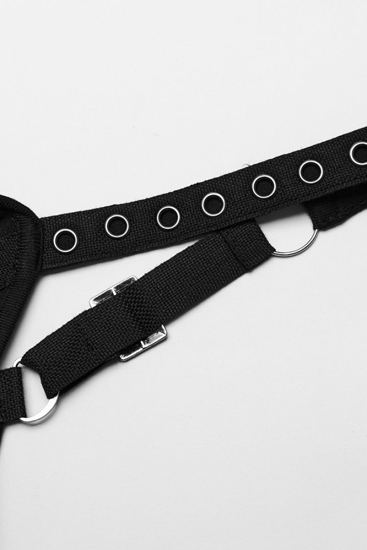 Black Sleeveless Buckle Lace-Up Women's Steampunk Dress - Product - 5