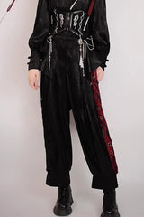 [Bone Dragon] Long Sleeves Ouji Fashion Classic Lolita Pants 2 Colors - Black/Red - 4