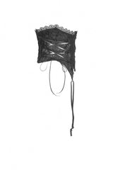 Black Floral Embroidered Lace-Up Strappy Women's Gothic Gorgeous Corset - Product - 15