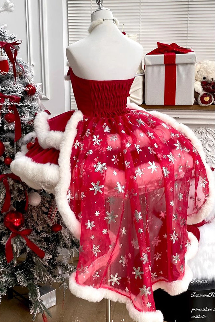 Rote Feiertags-Doppelschicht-Schleife, süße Prinzessin, trägerlos (Kleid einzeln), Detailansicht 12