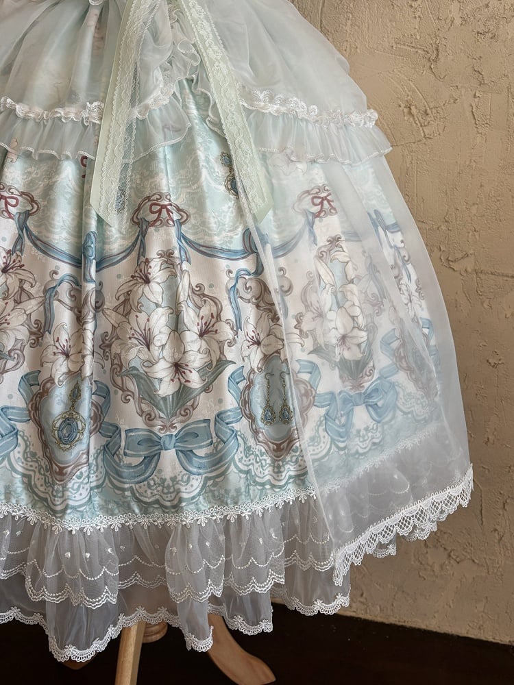 Mint green JSK gown layered skirt detail