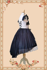 Black Eternal Life Song Print Cross Embroidery Sleeveless Ruffle Gothic Lolita Dress - Product - 9