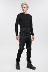 Black Lace-Up Slim Fit Asymmetric Buckled Eyelet Men's Punk Cool Decussate Belt - Product - 4