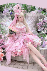 Gem Princess Fish Bone Detached Hime Sleeves Sweet Lolita Princess Dress Set 2 Colors - Product - 4