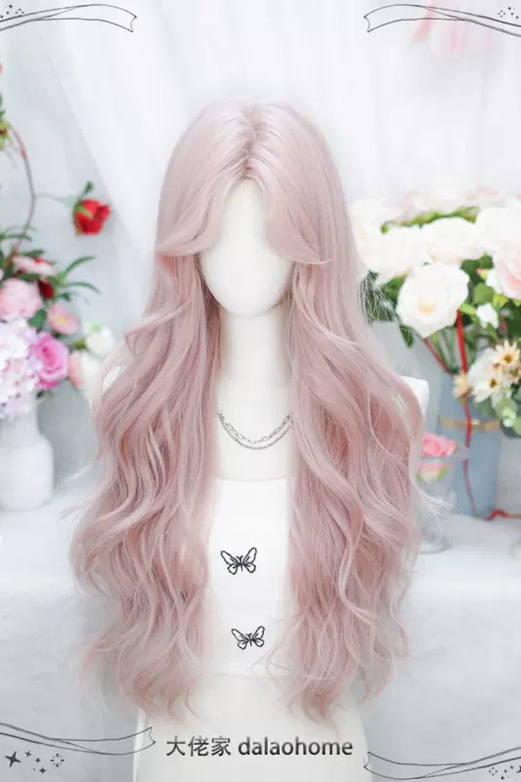 Pink Split In The Middle Sweet Lolita Long Curly Wigs - Product - 2