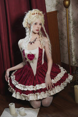 Red [Heart of Mary] Tube Top Sleeveless Ruffle Fishbone Gothic Lolita Dress - Product - 3