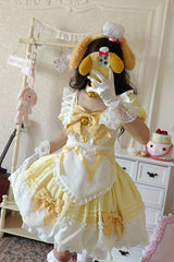Bell Meow Ruffle Bowknot Sweet Lolita Skirt Set 5 Colors - Yellow - 11