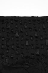 Black Stand Collar Long Sleeves Embroidered Ripped Studded Loose Men's Punk T-Shirt - Product - 5