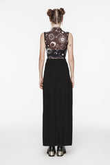 Black Sleeveless Printed Mesh Eyelet Women's Gothic Top - Product - 7