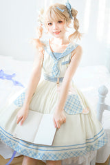White/Blue Navy Style Cute Animals Print Sweet Princess Lolita Jsk Dress - Product - 5