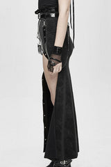 Black High Side Slit Sexy With Adjusted Loops Womens Gothic Half Skirts - Product - 2