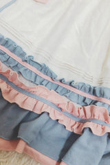 Blue/Pink [Sweetheart Puff] Doll Collar Long Sleeves Ruffle Bowknot Sweet Plus Size Lolita Dress - Product - 10