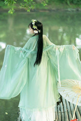 Original Chinese Han Elements Ancient Double Layer Long Sleeves Sweet Hanfu Dress Full Set - Product - 6