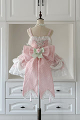 Pink [Honey Rose] Sleeveless Ruffle Embroidery Bowknot Lace Pearl Sweet Lolita Jsk Dress - Product - 5